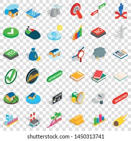 Big building icons set. Isometric style of 36 big building vector icons for web for any design
