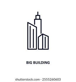 big building outline icon.  Thin line icon from construction collection. Editable vector isolated on white background