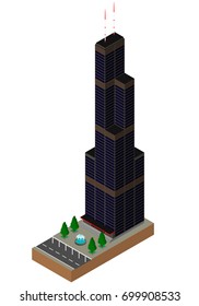Big building. Skyscraper. Isometric.