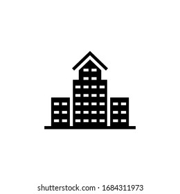 Big building vector icon in black solid flat design icon isolated on white background