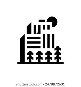 big buildings and trees around it logo vector