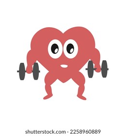 Big bulky heart working out in the gym. Healthy lifestyle with exercise 