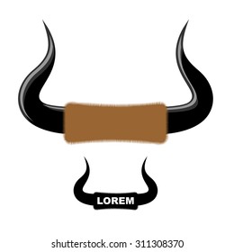 Big Bull Horn Logo. Vector Template Emblem. Horns Of  Animal Farm.