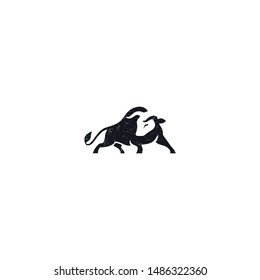 big bull logo. bull logo icon. vintech bull logo