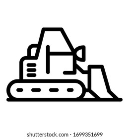 Big bulldozer icon. Outline big bulldozer vector icon for web design isolated on white background