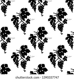 Big bunch of grapes. Seamless pattern. Vector illustration.