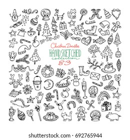 Big Bundle Of Christmas Doodles, Hand Drawn Icons