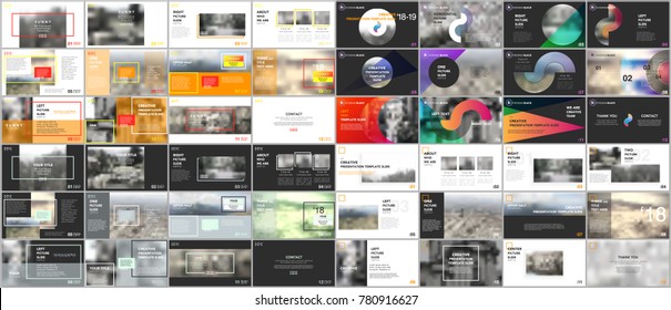 Big bundle of clean and minimal presentation templates.  Brochure cover vector design. Presentation slides for flyer, leaflet, brochure, corporate report, marketing, advertising, annual report, banner