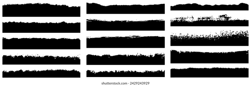 Big bundle of ink brush strokes. Dirty watercolor texture,box,frame,grunge background, Rectangle, splash. Grungy painted lines brushes collection. Black and white brushing square shape brush paint set