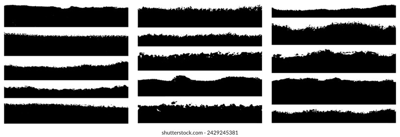 Big bundle of ink brush strokes. Grunge badge brush, box, frame, grunge background, Rectangle, splash. Grungy painted lines brushes collection. Black and white brushing square shape brush paint set.