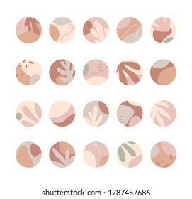 Big bundle of insta highlights covers.Modern vector layouts with hand drawn organic shapes and textures.Abstract backgrounds.Trendy design for social media marketing.