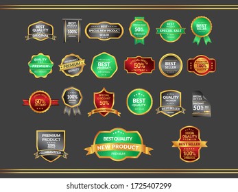 Big bundle label sale vintage premium vector with a mix of professional gold colors, various types of premium sale frame badge , perfect for your sales product, vector illustration of EPS 10.