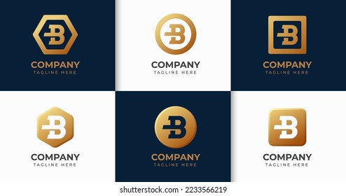 Big bundle set of luxury letter B logo design. Vector design element, with variety B logo geometric style element, business sign, logos, identity, vector illustrations.