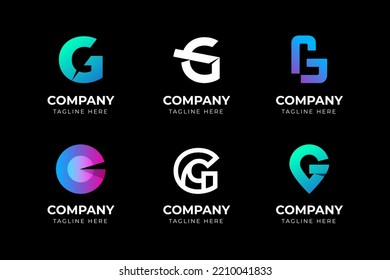 Big bundle set of minimalist letter G logo design. Vector design element, with variety monogram G logo element, business sign, logos, identity, vector