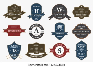 Big bundle set of retro vintage badge logo design. Vector design element, with variety style element, business sign, logos, identity, labels, badges and object, vector eps 10.