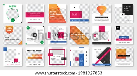 Big bundle of social media templates for serious business, clean editable square web banners for web advert, huge pack of corporate layouts	