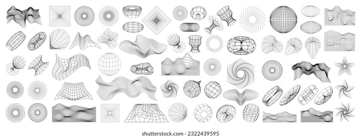 Big bundle of wireframe shape. Retro futuristic element