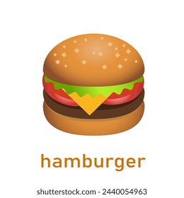 Big burger, american fast food. 3d burger