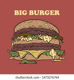 big burger cartoon vector illustration