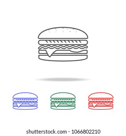 Big Burger in classic style icon. Elements of fast food multi colored line icons. Premium quality graphic design icon. Simple icon for websites, web design, mobile app on white background