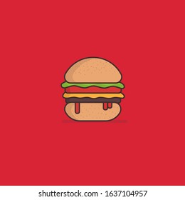 Big Burger Flat Vector Illustration