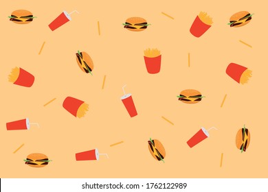 big burger with fries and a drink in a glass