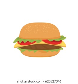 Big burger. Good for menu design Vector illustration 