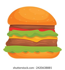 Big burger icon cartoon vector. Fat slice ingredient. Pork melted