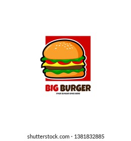 Big burger icon design vector template. Big burger logo for your cafe or resturant. Fast food logo concept