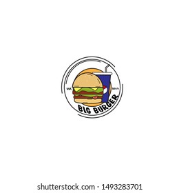 big Burger icon design vector teplate. big burger logo for you cafe or restourant. fast food logo creative concept