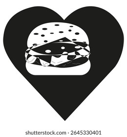 Big burger icon. Sandwich meal symbol. Fast tasty illustration. Vector image.