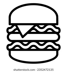 Big burger line icon, Street food concept, King Burger sign on white background, Big and tasty hamburger icon in outline style mobile concept web design. Vector graphics.