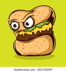 BIG BURGER MONSTER VECTOR ILLUSTRATION
