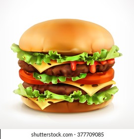 Big burger, vector icon