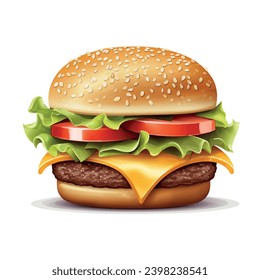 Big burger vector illustration. Hamburger fast food icon