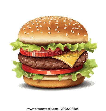 Big burger vector illustration. Hamburger fast food icon