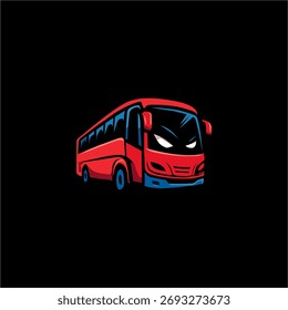 cor azul vermelho animações de ônibus grande