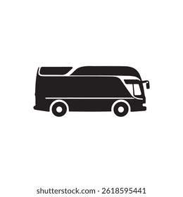 A big bus icon silhouette on white background