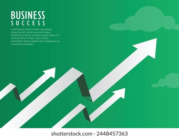 big business arrow concept going up to success followed by others small arrows represent profit economic boom financial surplus business growth