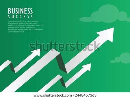 big business arrow concept going up to success followed by others small arrows represent profit economic boom financial surplus business growth