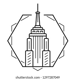 Big business city tower. Vector outline icon isolated on white background.