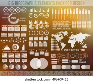 big business flat infographic elements set for design in vintage colors. Vector illustration concept