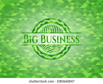 Big Business green emblem with triangle mosaic background