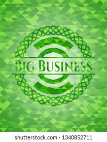 Big Business green emblem with triangle mosaic background