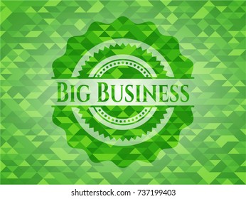 Big Business green emblem with triangle mosaic background
