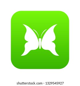Big butterfly icon green vector isolated on white background