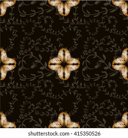 Big butterfly on the background of floral ornament - seamless vector pattern. Wallpaper.