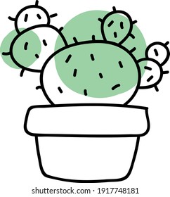 Big cactus with baby cactuses, illustration, vector on white background.