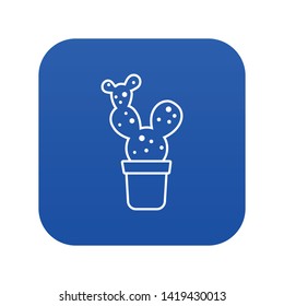 Big cactus icon blue vector isolated on white background