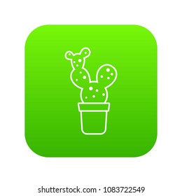Big cactus icon green vector isolated on white background